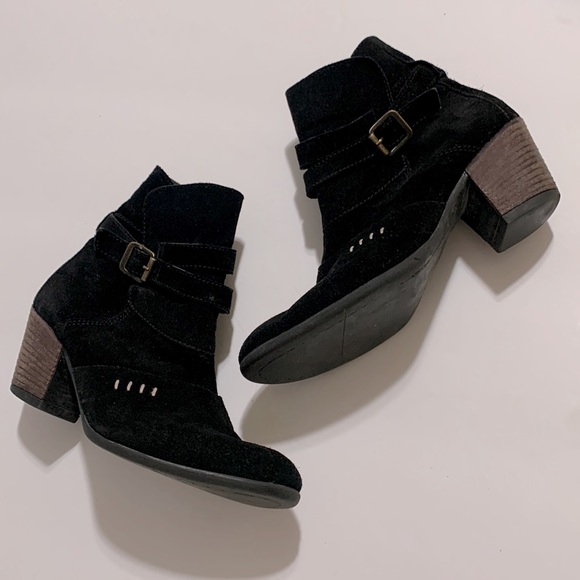 SUNDANCE black ankle boot suede buckle wrapped - Picture 3 of 16